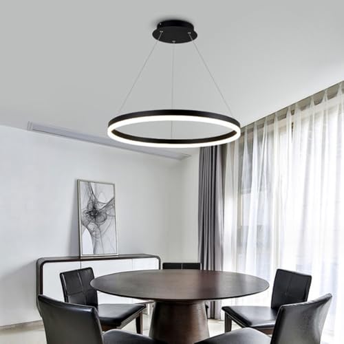 Lámpara colgante para sala de estar y cafetería moderna con anillo LED 3