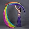 KIKIGOAL-2pcs-25x09M9843x3543-Multi-Color-Dance-Silk-Veil-Poi KIKIGOAL 2pcs 2.5x0.9M/98.43"x35.43" Multi-Color Dance Silk Veil Poi (2.5x0.9M/98.43"x35.43", Gradual Blue)