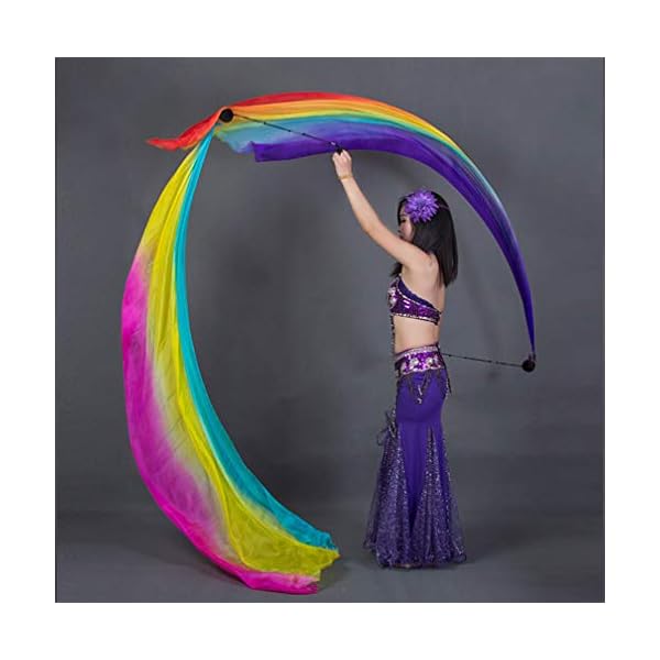 KIKIGOAL-2pcs-25x09M9843x3543-Multi-Color-Dance-Silk-Veil-Poi KIKIGOAL 2pcs 2.5x0.9M/98.43"x35.43" Multi-Color Dance Silk Veil Poi (2.5x0.9M/98.43"x35.43", Gradual Blue)