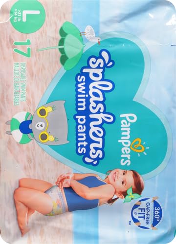 Image of Pampers Swim Diapers - Splashers - Size 5+, 17 Count, Gap-Free Disposable Baby Swimming Pants (Pack of 6)