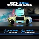 2 Pack Wireless Controller for PS4, LED Backlit Controllers for PS4/Pro/Slim, 1000mAh Battery, Double Shock 6-Axis Motion Sensor, Adjustable RGB Backlight, White+Black - Image 5