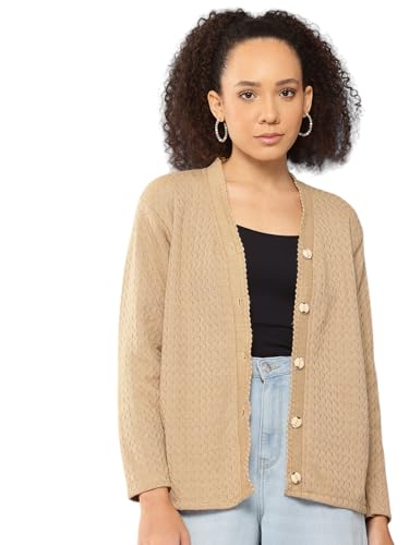Image of Aarika Womens Casual Wear Black Colour Solid Woolen Cardigan