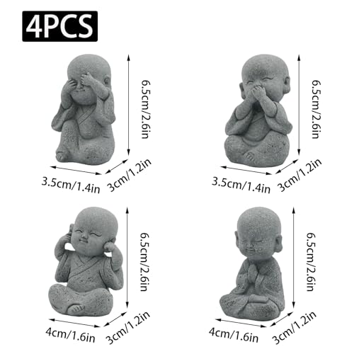 Set de 4 Figuras Bebé Buda 3 Pulgadas Piedra miniatura 2