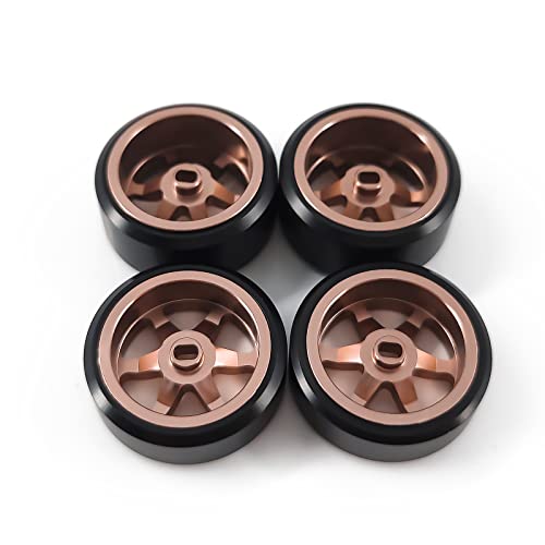 Abendor 6 Spoke Wheel Rims & Rc Car Drift Tires For 1/28 Rc Hobby Model Car, [2*N+2*W] 4 Pcs 20Mm Aluminum Alloy Rims For Wltoys K969 K989 P929 Awd Xrx Amz Wl Drz Gla Bz (Bronzed Drift) #TOP7