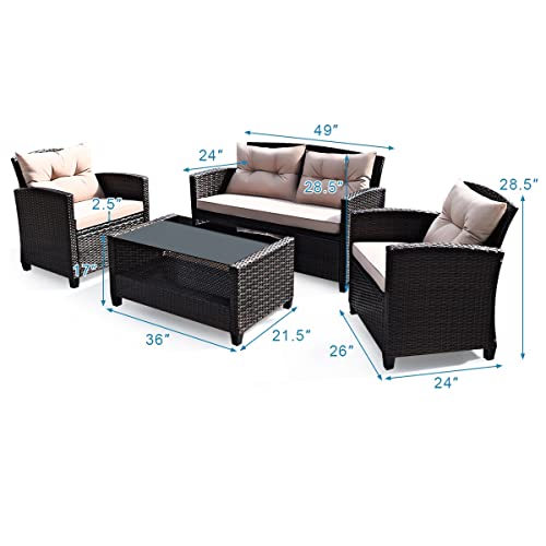Acquire 8Pcs Outdoor Rattan Furniture Set Cushioned Sofa Armrest Table Single Sofa Loveseat #TOP3