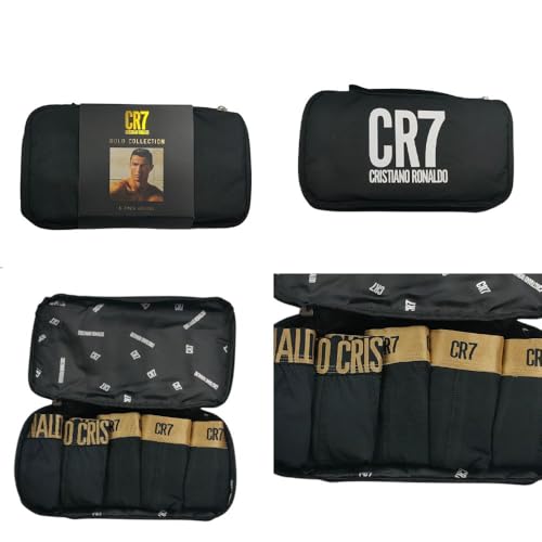 CR7 Underwear Pack 5 Bóxers de Algodón y Microfibra Negros y Oro con Bolsa de Viaje 3