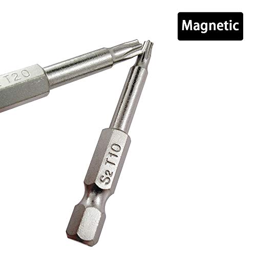 Wolfride 2 Set Of 7Pcs 5 Point Torx Security Bits Magnetic 5 Point Star Tamper Proof Bit Set 1/4" Hex Shank 5 Sided Torx Screwdriver Bits Set 2-Inch Length |T10 T15 T20 T25 T27 T30 T40 #TOP2