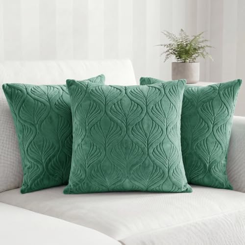 Image of Yellow Weaves Jacquard Cushion Covers | Sofa Cushion Covers | Throw Pillow Cover for Sofa, Couch, Living Room| Removable & Washable | 16x16 Inches, Set of 3 (Green)