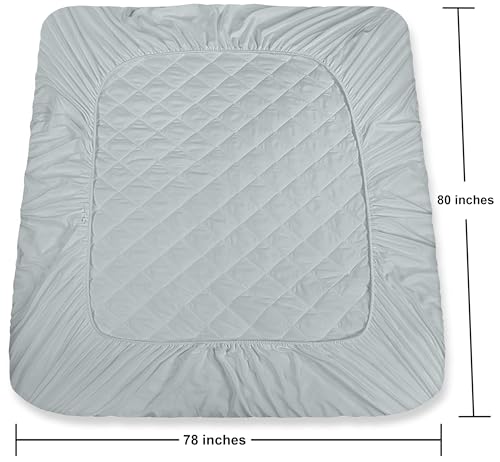 Image of Utopia Bedding Quilted Fitted Mattress Pad, King Size, Elastic Fitted Mattress Topper Protector and Cover with Deep Pocket Stretches up to 16 Inches, Machine Washable (Light Grey)