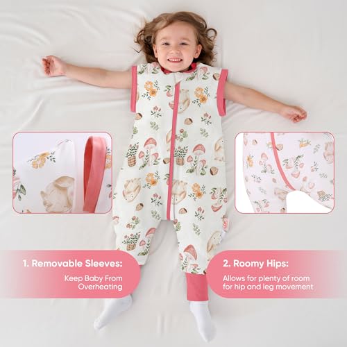 Image of LAT Winter Baby Sleep Bag with Feet,3-way zip Wearable Blanket with Removable Sleeves,Warm Sack for Toddler 2.5 TOG