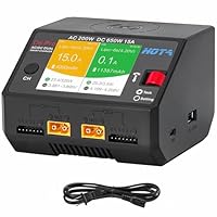 HOTA D6 Pro Lipo Ladegerät Dual Channel 15A AC200W/DC650W für 1-6S LiPo NiMH Pb Akku, kabelloses Ladepanel 5V USB-Ausgang, kompatibel mit RC Auto, Boot, FPV Race Drohnenteilen
