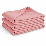 Glart G3AR Oeko Tex Fleecedecken 3er Set – 130x160 cm, 100prozent Polyester, 200 g/m² – alt rosa, vielseitig als Wohndecke, Kuscheldecke, Sofadecke, Gästedecke oder Picknickdecke verwendbar