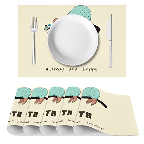 Sets de table en tissu résistant à la chaleur et lavable pour repas - 3