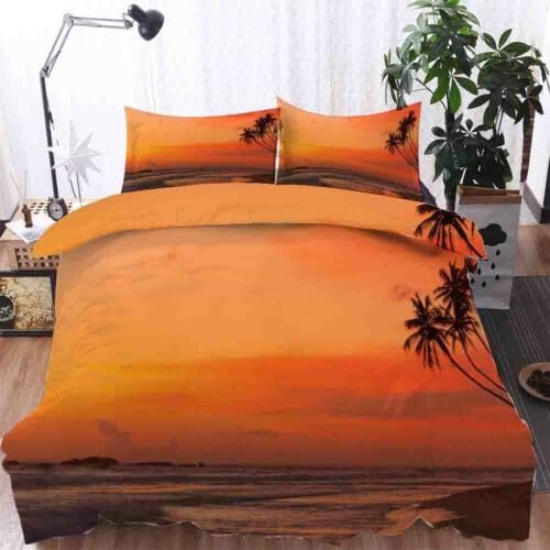 Housse de couette 90x190 plage d'orange avec taie 65x65 pour lit enfant