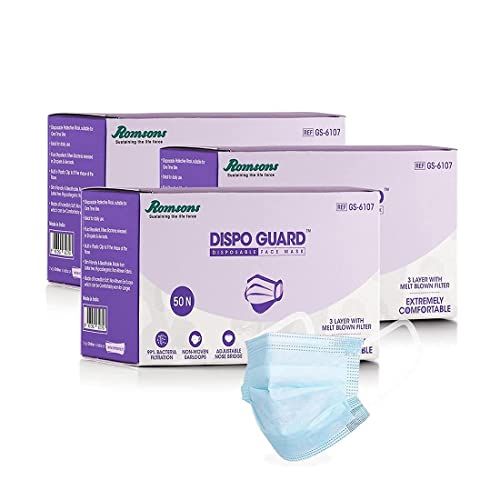 Romsons Dispo Guard 3 Ply Mask With Softest Ear Loops (pack of 3) 150 pcs