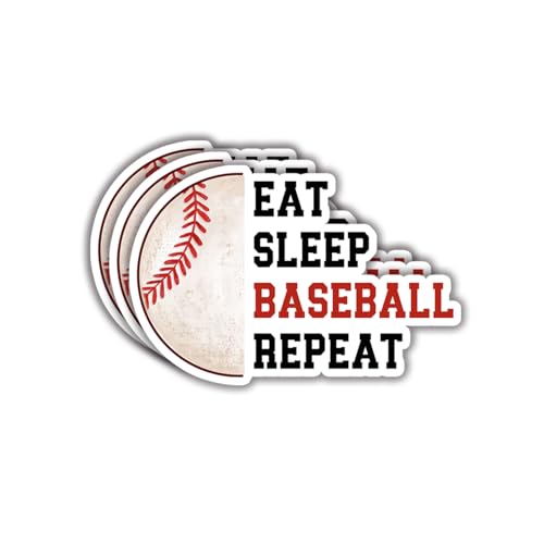 Eat Sleep Baseball Repeat Sticker Funny Sarcastic Quotes