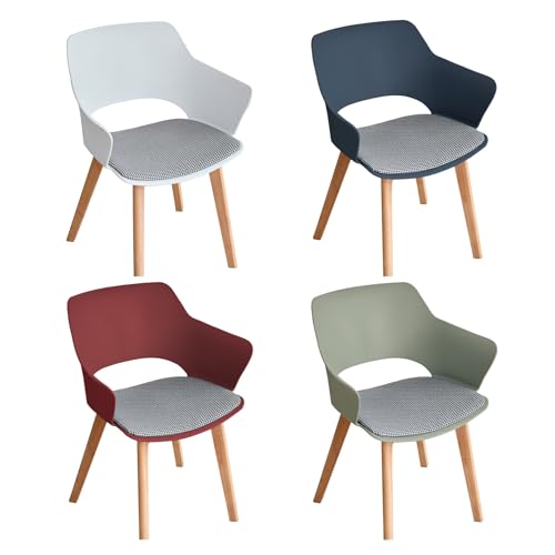 JZGORC Lot de 4 Chaise de Salle à Manger Scandinave, Chaise de Salle à Manger de Style Nordique avec Accoudoirs, Pieds en Hêtre, Chaise de Cuisine...