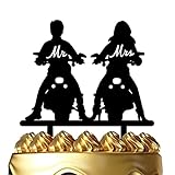 Motorcycle Wedding Cake Topper, Ride with Me Forever Cake Topper, Funny Mr & Mrs Cake Topper for Wedding/Anniversary/Bridal Shower Party Decor