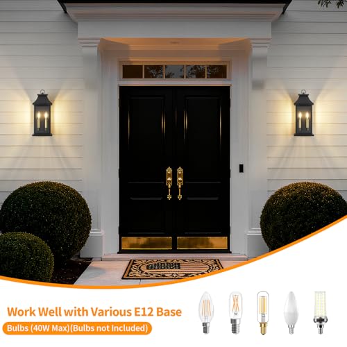 Image of 22'' Large Outdoor Light Fixture, 1 Pack Modern Black Exterior Wall Lantern