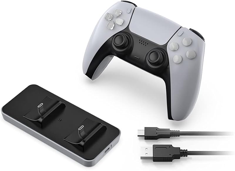 OSTENT Soporte de estación de energía con base de carga dual USB para controlador inalámbrico Bluetooth Sony PS5 DualSense