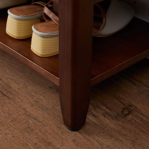 Image of Solid Wood Shoe Rack Bench | 3 Tier Shoe Storage Organizer for Entryway, Hallway & Living Room | Multipurpose Wooden Shoe Stand | Space Saving Footwear Rack for Home | Walnut Finish (100 CM)