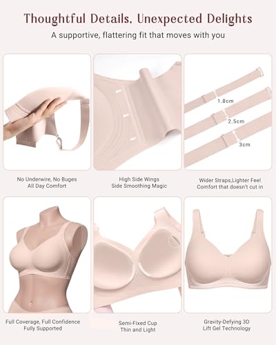 As Fairy Full Coverage Supportive Wireless Bras for Women Plus Size Bra Seamless Comfort Bralette with Lift(Skin Color 40DD) — view 6