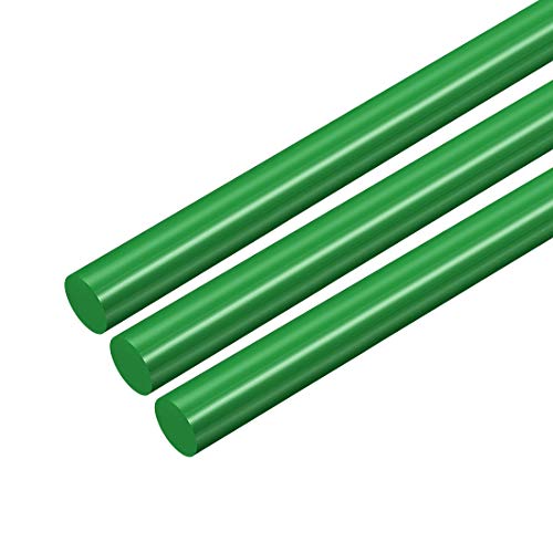 uxcell 3pcs Plastic Round Rod 5/16 Inch Dia 20 Inch Length Green (POM) Polyoxymethylene Rods Engineering Plastic Round Bars(8mm)