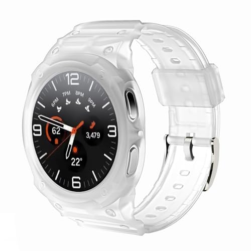 Compatible for Samsung Galaxy Watch 8 40mm Band with Case, Shockproof Durable Rugged Protective Case with Silicone Replacement Watch Strap, Drop-proof Case for Men Women (Clear)