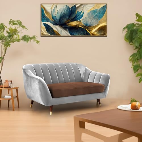 Image of Atticus 2 Seater Sofa for Living Room (Brown Grey) Premium Fabric Sofa