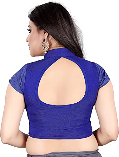 Image of Women's Cotton Short Sleeve Classic Blouse (SC-111-ROYAL- Royal Blue 34)