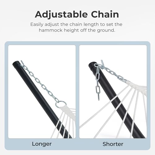 Image of SUPERJARE 12ft Double Hammock with Stand, Rope Hammock for 2 Person, Detachable Hammock Bed and Pillow, Portable, Anti-Tip Safety Ropes, Carry Bag, Outdoor Backyard Patio Camping, Navy Blue