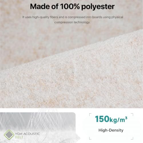 Image of YGM Acoustic Foams Luxury PET Felt Acoustic Self Adhesive Panels, 10 MM Thick, Sound Absorbing Panels for Wall | Room Noise Reducer & Sound Dampening (Marble White, 1x2 Foot - 32 Panels)