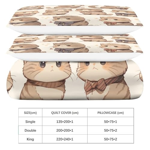 Parure de lit animal mignon avec fermeture éclair pratique pour lit King