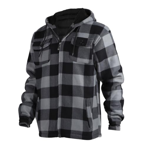 LeeHanTon Hoodies for Men Winter Warm Heavyweight Sherpa Lined Fleece Zip Up Hoody Jacket2