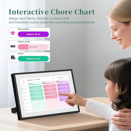 Image of Smart Digital Calendar, 10.1 inch HD Smart Touch Screen Home Interactive Electronic Calendar WiFi Planner,Meal Schedule, Duty Chart,Achievement Rewards- Built-in Digital Photo Frame Function