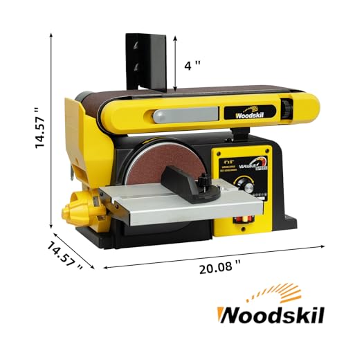 Image of Woodskil Variable Speed Belt Disc Sander, 4 x 36 Inch Belt & 6 Inch Disc 3A Benchtop Sander Combo Machine, 2000-4000 RPM, 1060-2110 FPM for Woodworking, DIY