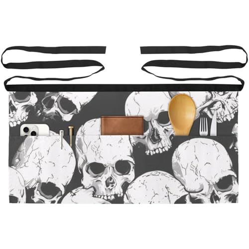 Tablier court de chef multicolore avec poches pour pâtisserie et nettoyage de maison