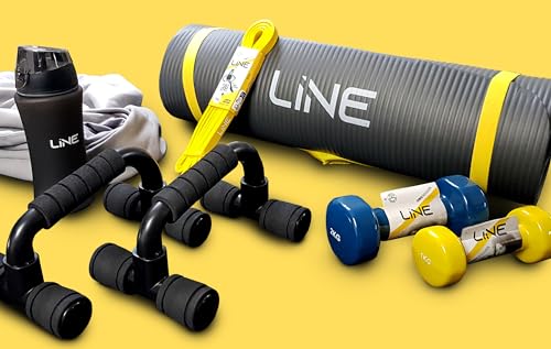 Fitnessmatte mit Riemen – matte Übung – ideal und bequem für Übungen von Stretching, Pilaten und Yoga – 170 x 55 cm – Dicke 10 mm. LINE