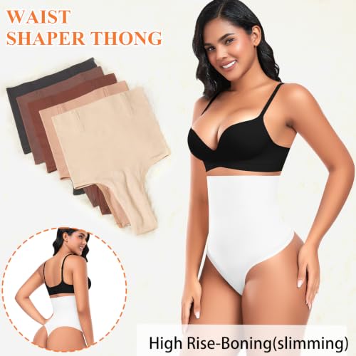 Image of Werena Tummy Control Thong Shapewear for Women High Waisted Body Shaper Panties Shaping Thong Girdle Underwear