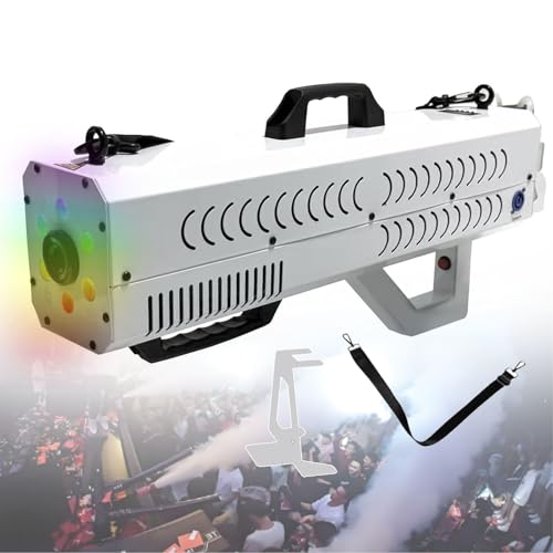 Pistola de humo con luces for fiestas,máquina de humo portátil de 1500W con luces de colores cambiantes, pistola de humo for Halloween espeluznante(White)
