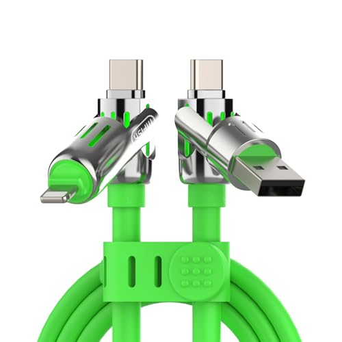 Image of MFish 2-Pack 240W 4-in-1 Multi Charging Cable, Purple+Green, 6.6FT