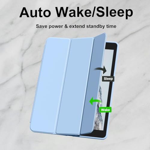 Image of Case for iPad 9th Generation 2021 / iPad 8th Gen 2020 /iPad Cover 7th Generation 2019, Silicone Case with Pencil Holder for iPad 9 /8 /7 10.2 inch, Auto Sleep /Wake, Blue