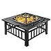 3 W 1 Square Fire Pit Bbq Grill - Grill Na Węgiel Drzewny/Grzejnik Tarasowy/Lodówka Z Pokrywką Z Siatki, Ogrodowy Kwadratowy Piec Stołowy Zewnętrzny Grill Dymny