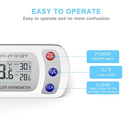 Digital Fridge Refrigerator Thermometer - Fridge/Freezer/Room Thermometer With Hook,Waterproof Large Lcd Display Max/Min Record, For Kitchen, Home, Restaurants (2Pack, Battery Included) #TOP2