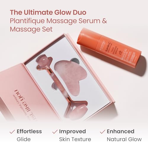 PLANTIFIQUE Rose Quartz Roller and Gua Sha