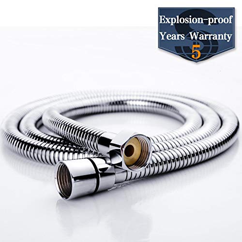 S R SUNRISE AQ-1.8m304GZ Manguera de Ducha (1,8 m, Acero Inoxidable, Conector de latón, antiexplosión, anticaídas, Flexible), cromo, 1.8m
