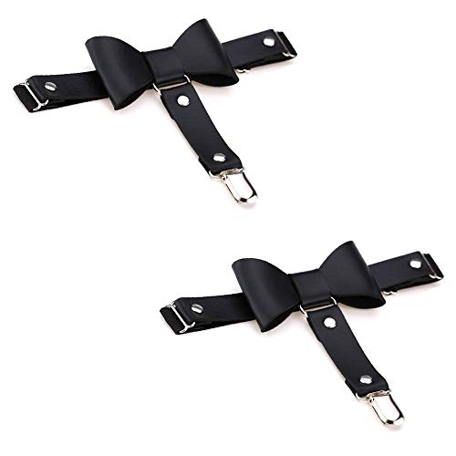 Jurxy 2PCS Butterfly Knot Garters Leg Ring Leg Elastic Punk Harness Garter Belt Adjustable Suspender with 1 Metal Clips – Black