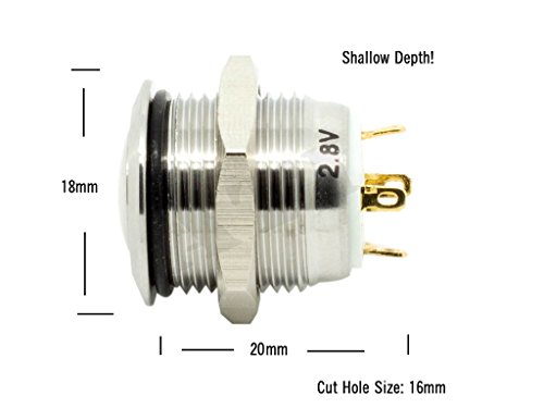 Alpinetech 16Mm 5/8" Anti-Vandal O-Ring Led 2.8V/1.8V Momentary Stainless Steel Metal Push Button Switch Dome Top Shallow Depth (Blue) #TOP2