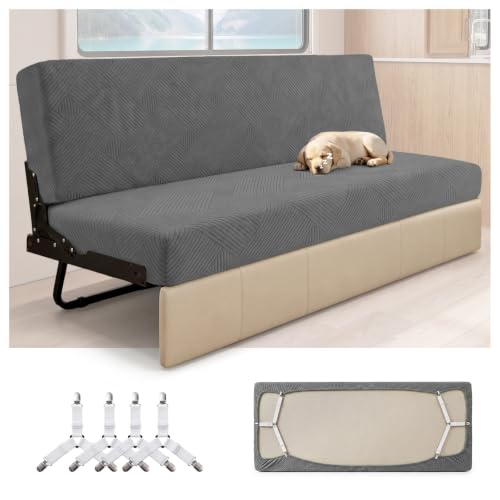 Camper Couch Cover RV Jackknife Sofa Cover,2-Piece Set with 4 Clips