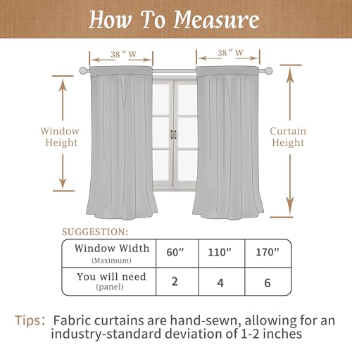 LAMIT 100% Blackout Linen Curtains, 84 Inch Linen Textured Living Room Farmhouse Curtains Room Darkening Back Tab and Rod Pocket Neutral Panels with White Liner, 2 Panels, 38 x 84 Inch, Taupe by LAMIT - Image 7